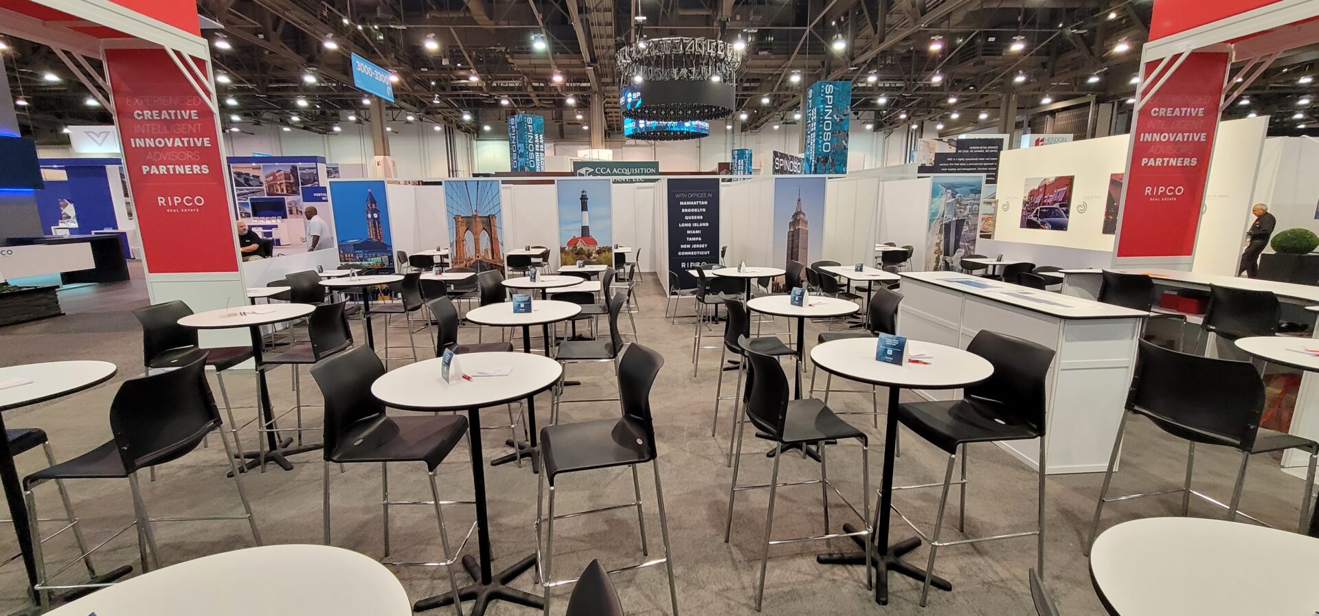 Multiple tables and chairs in an event